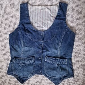 At Last Denim Jean Vest Small